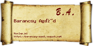 Barancsy Agád névjegykártya